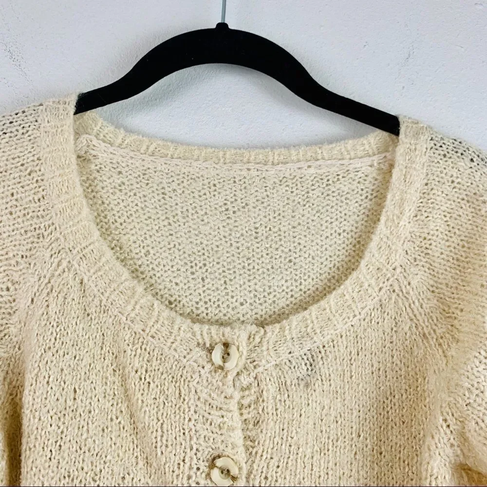 Vintage Fringe Knit Button Front Poncho Sweater